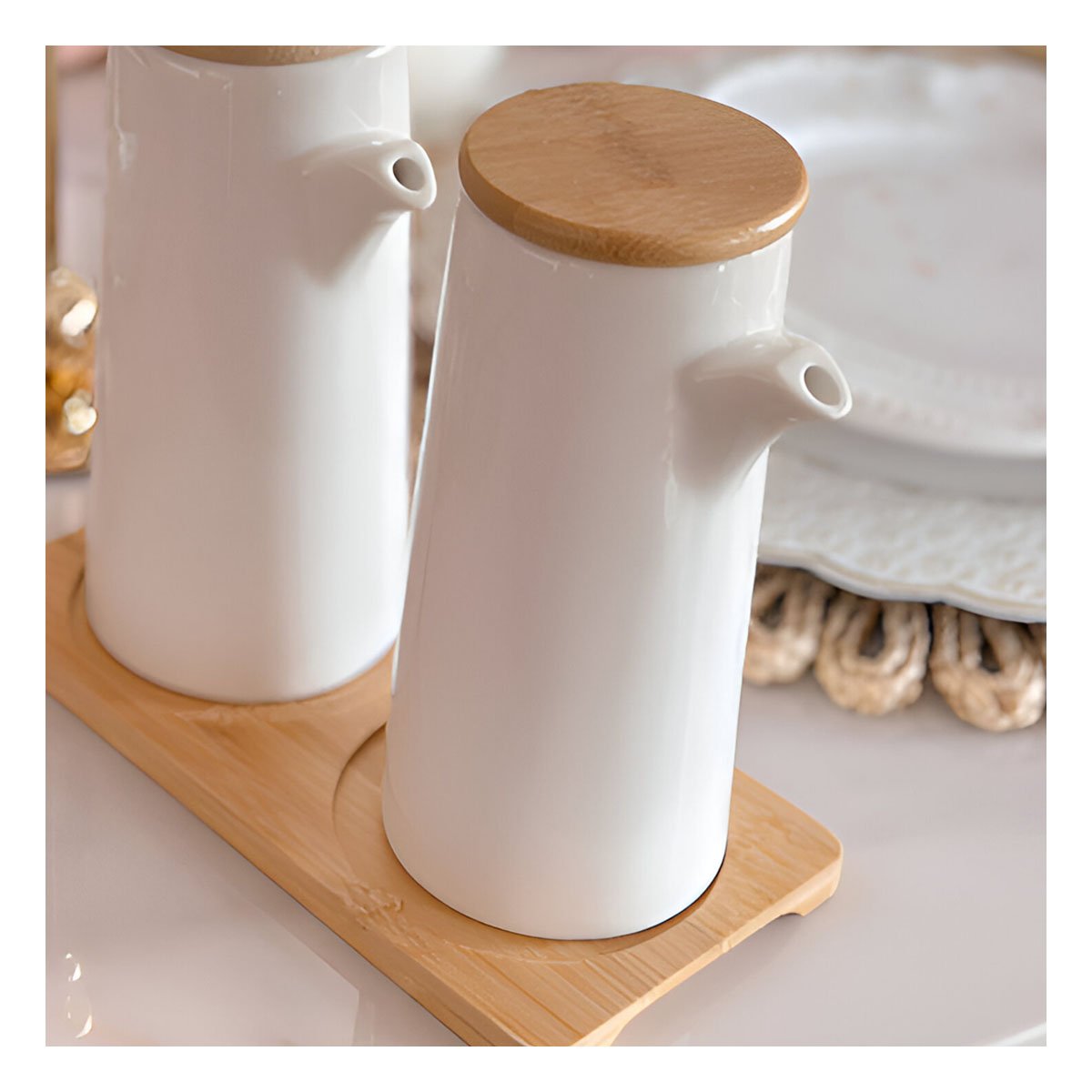 RECIPIENTE DE CERAMICA CON TAPA QUE FACILITA SERVIR LIQUIDOS FRESCOS Y+PAPEL REGALO - 5