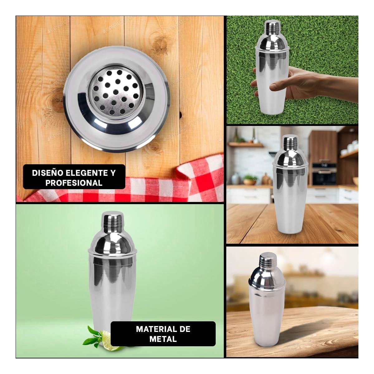 PACK4 BEBEDERO METALICO PLATEADO IDEAL PARA MEZCLAS DRINKS 8,5X23,5CM Y+REGALO STICKER - 2
