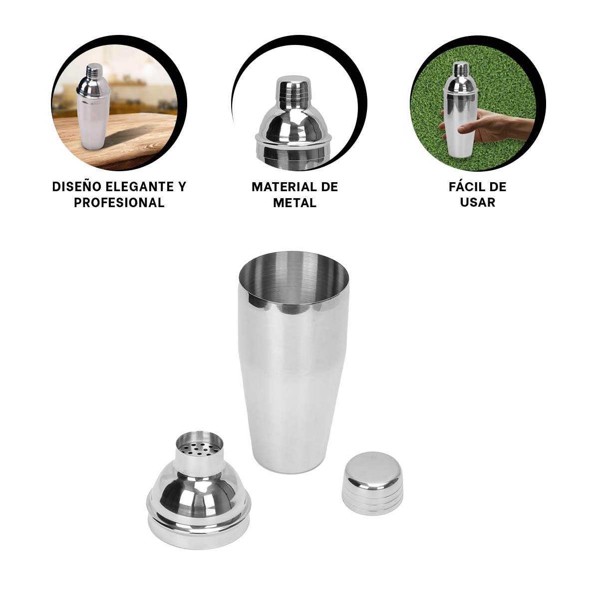 RECIPIENTE METALICO PLATEADO IDEAL PARA COCKTAILS Y BEBIDAS ESPECIALES 8,5X23,5CM - 3