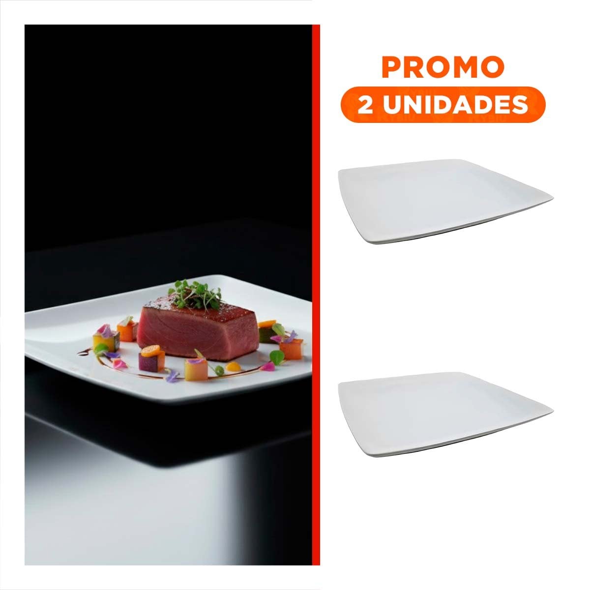 PACK2 VAJILLA RESISTENTE CUADRADA PARA USO DIARIO EN HOGAR MODERNO - 1