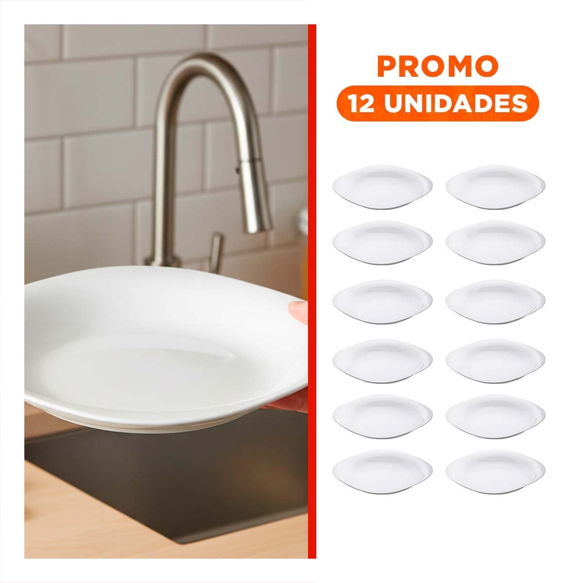 PACK12 COMPLEMENTO BLANCO CON FORMA CUADRADA Y BORDE CURVO Y+REGALO STICKER - 1