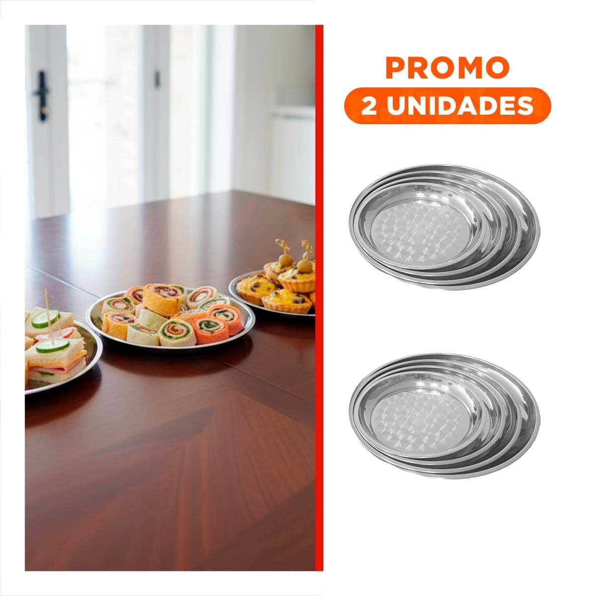 PACK2 PIEZAS PARA MESA EN ACERO CIRCULAR PARA USO DIARIO - 1