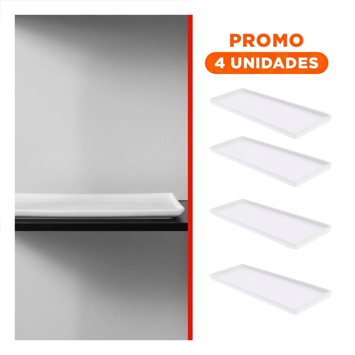PACK4 VAJILLA PRACTICA RECTANGULAR PARA HOGAR FUNCIONAL Y MODERNO Y+REGALO STICKER - 1