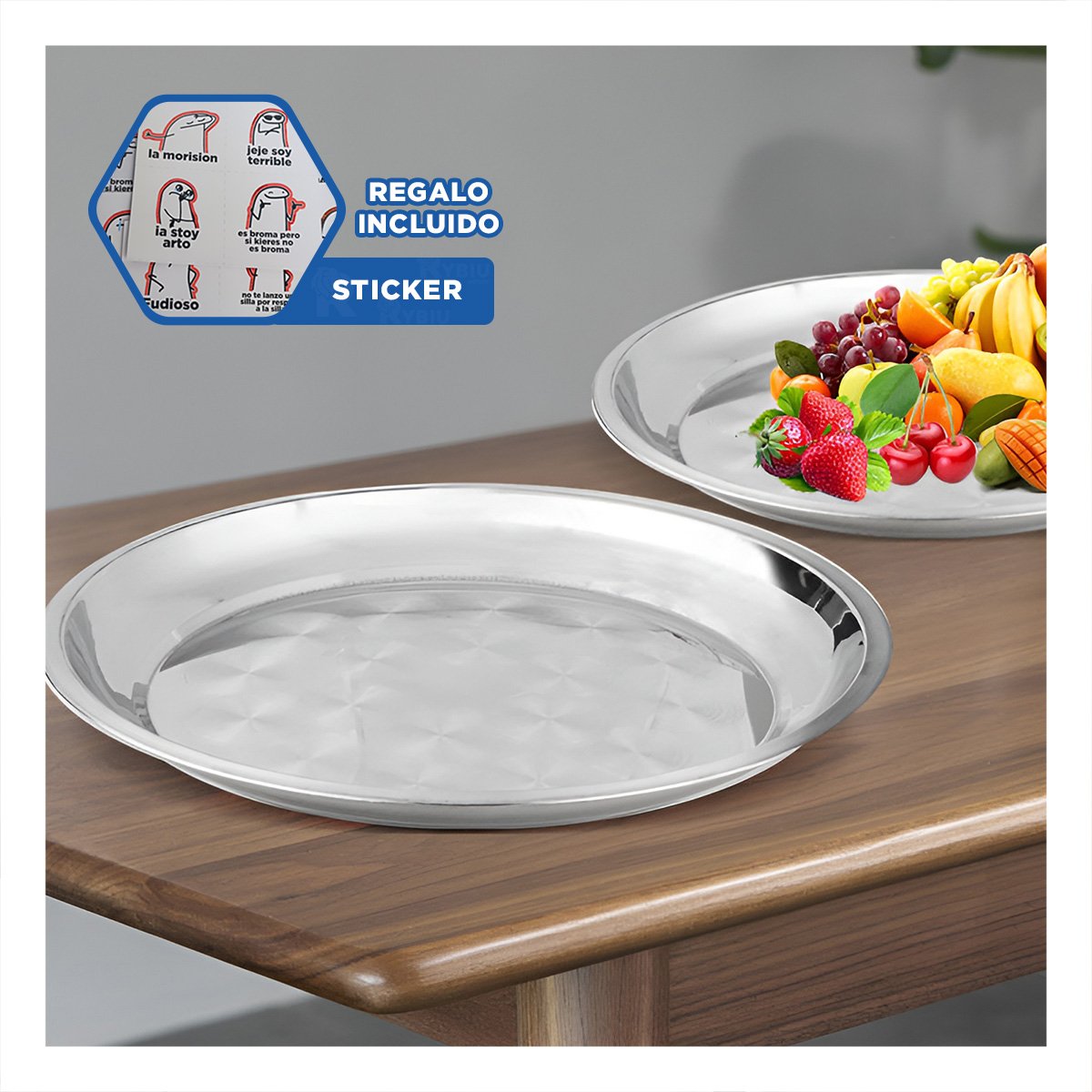 BANDEJAS PARA COCINA EN ACERO CIRCULAR PARA USO DIARIO EN CASA Y+REGALO STICKER - 1