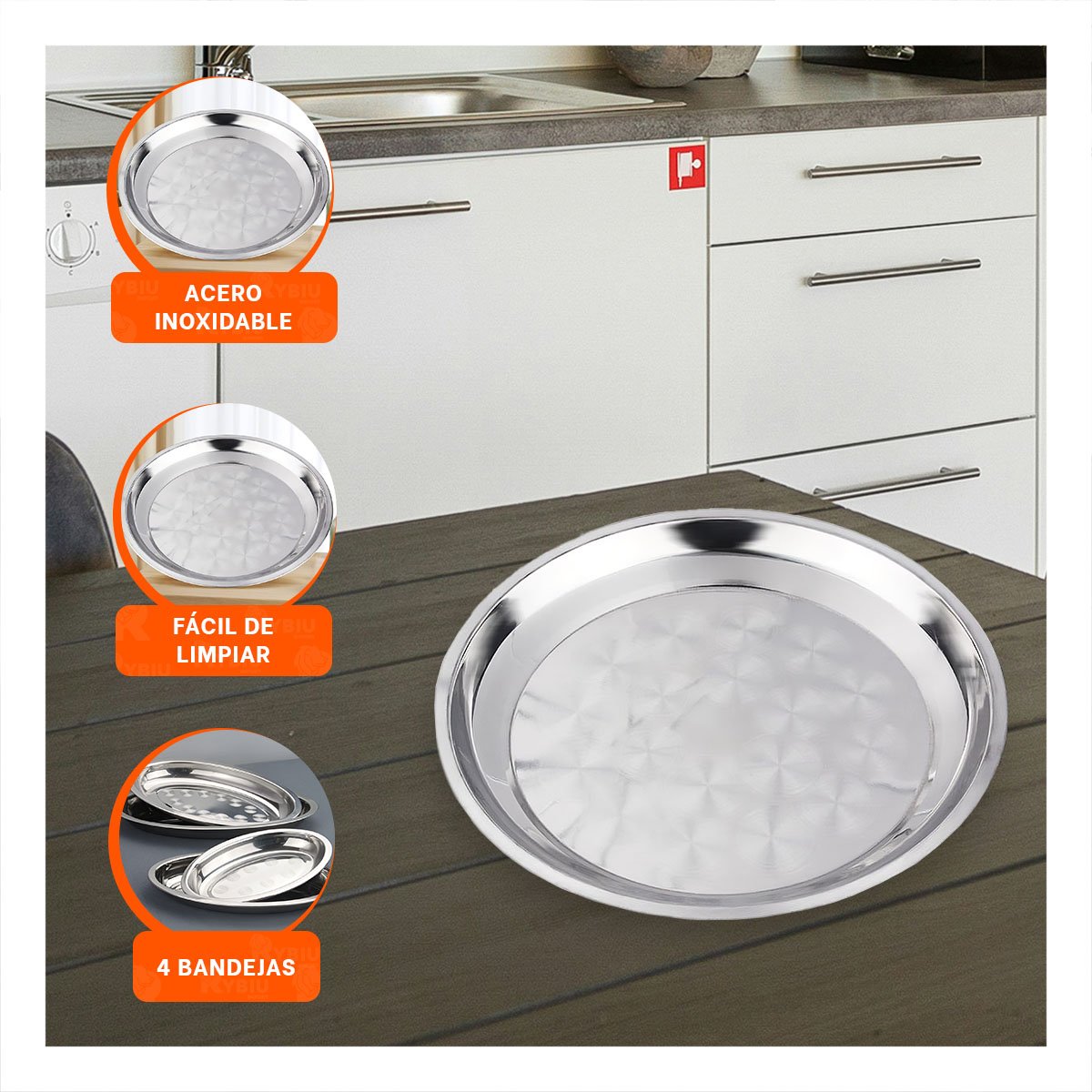 PACK4 SET DE ACCESORIOS CIRCULARES DE ACERO PARA COCINA Y HOGAR - 5