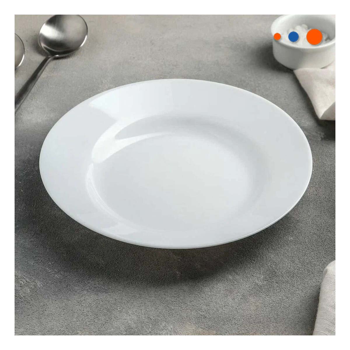 PACK2 ARTICULO DECORATIVO CIRCULAR SEMI HONDO BLANCO PARA MESA MODERNA Y+REGALO STICKER - 3