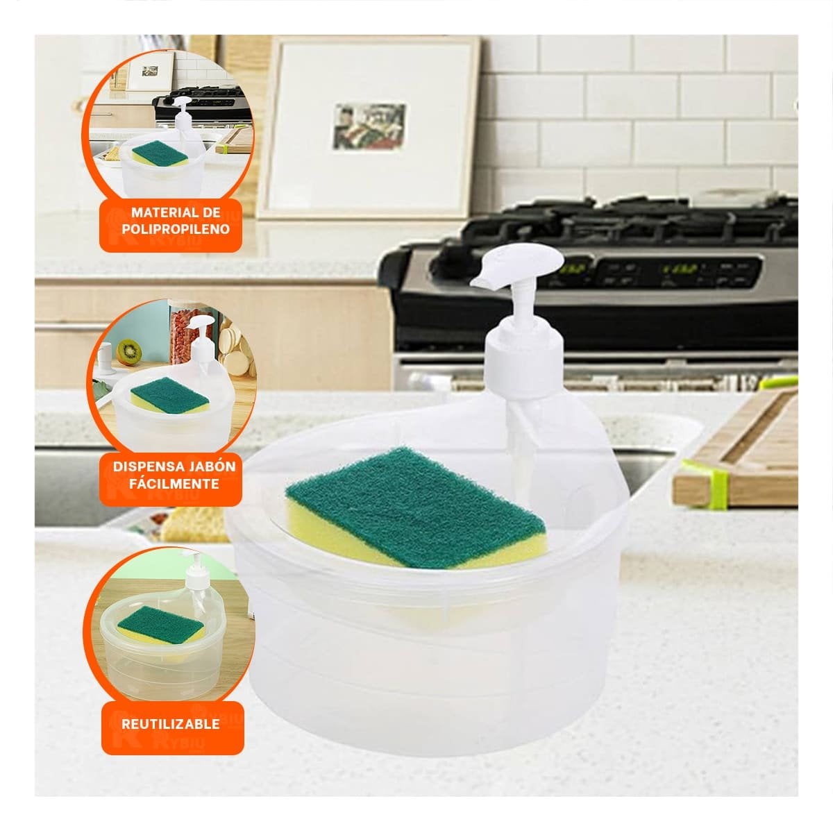 PACK4 EQUIPO COMPACTO PARA JABON LAVAVAJILLA CIRCULAR TRANSPARENTE - 3
