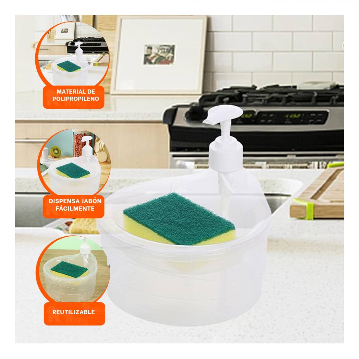 PACK12 RECIPIENTE COMPACTO PARA JABON LAVAVAJILLA CIRCULAR TRANSPARENTE - 3