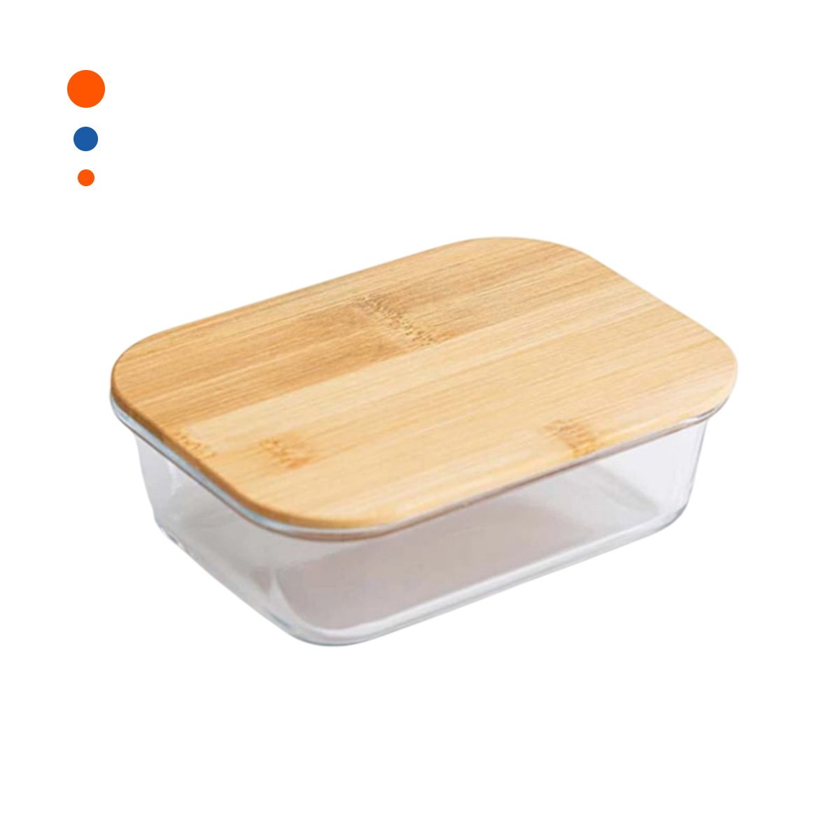 PACK2 CONTENEDOR DE VIDRIO 1040ML RECTANGULAR TRANSPARENTE CON TAPA BAMBU Y+REGALO STICKER - 2