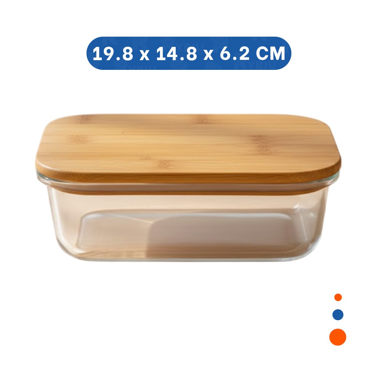 PACK2 CONTENEDOR DE VIDRIO 1040ML RECTANGULAR TRANSPARENTE CON TAPA BAMBU Y+REGALO STICKER - 4