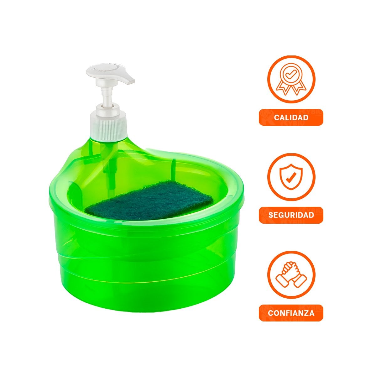 ENVASE RECARGABLE PARA JABON LAVAVAJILLA CIRCULAR VERDE LIMON DE COCINA Y+LIGAS REGALO - 3