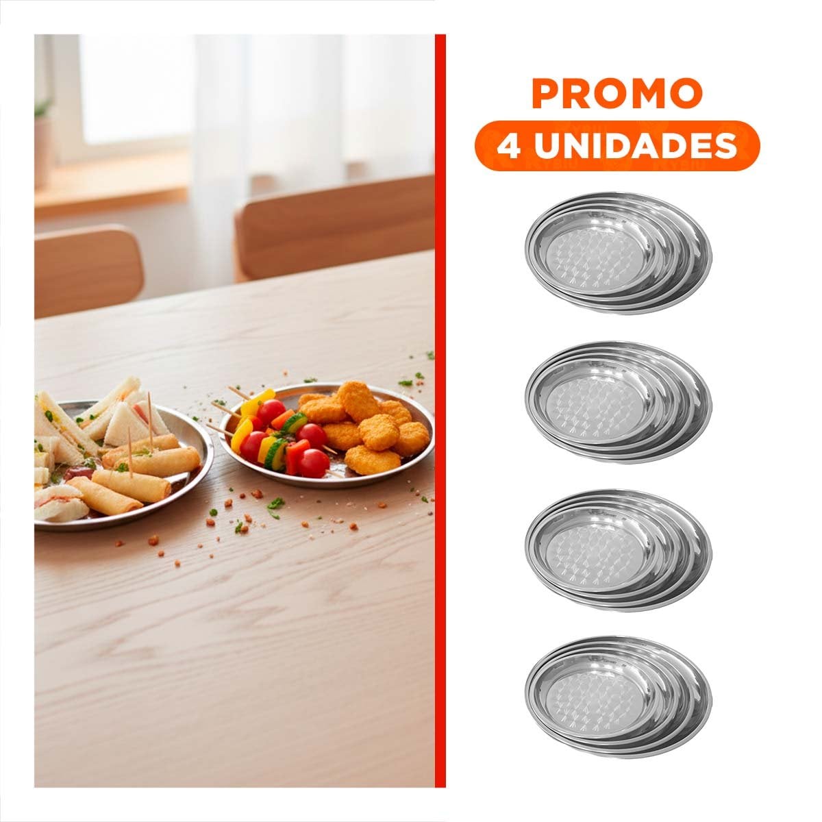 PACK4 ACCESORIOS PARA SERVIR EN ACERO CIRCULAR PARA COMEDOR Y+REGALO STICKER - 1