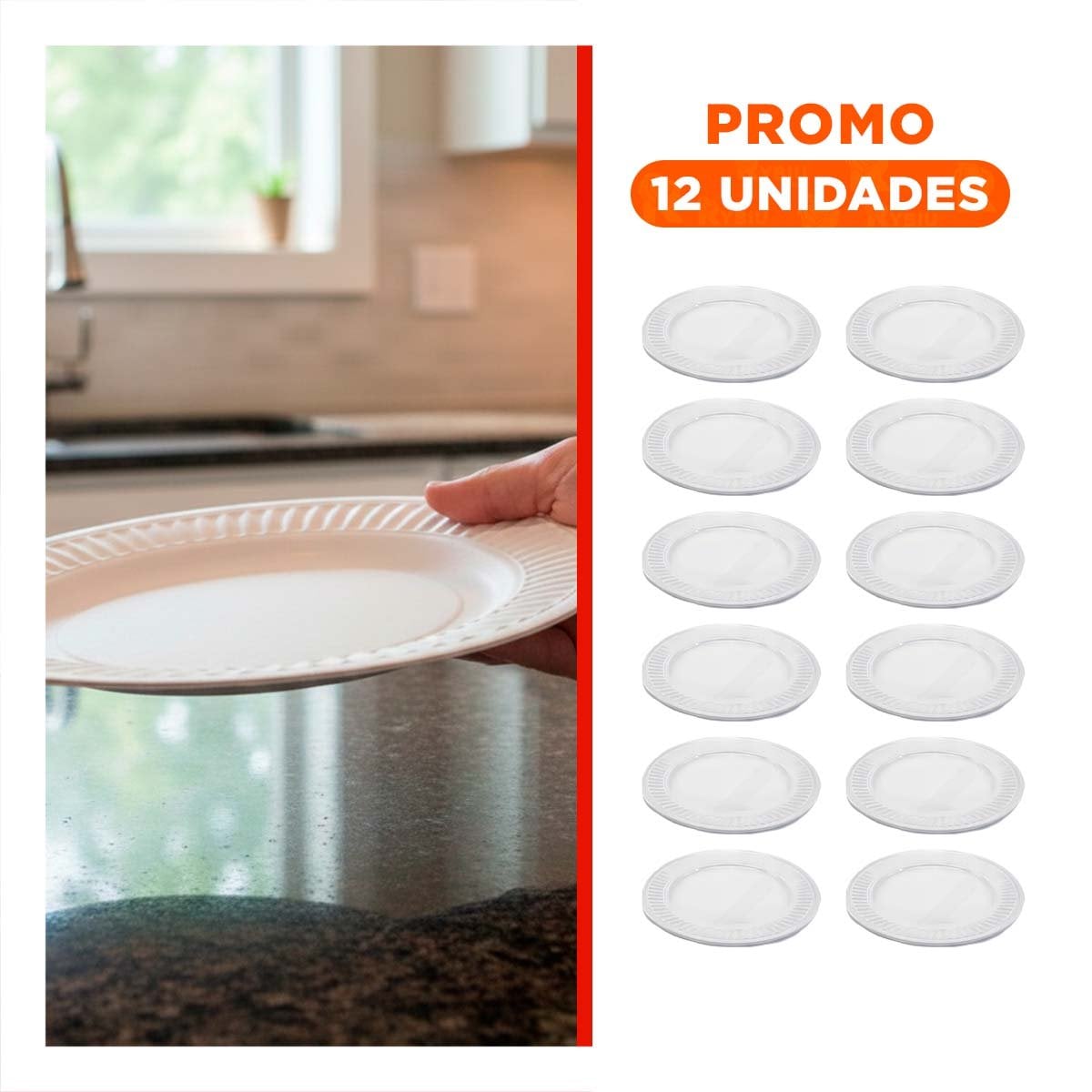 PACK12 COMPLEMENTO REDONDO BLANCO CON BORDE DECORADO VERTICAL Y+REGALO STICKER - 1