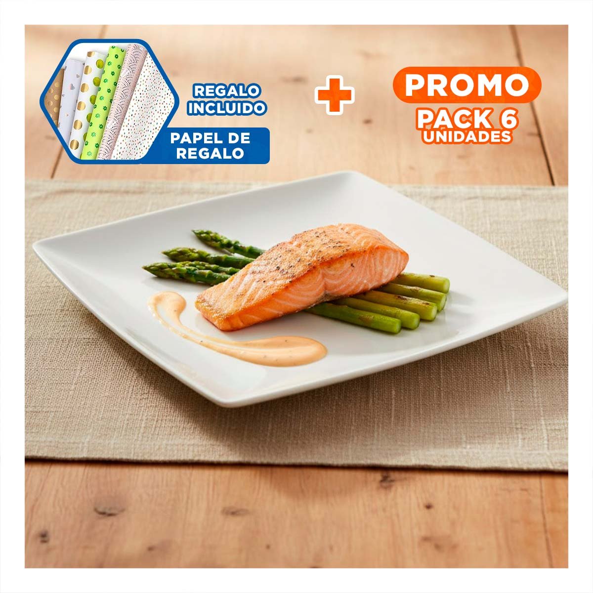 PACK6 RECIPIENTE PRACTICO CUADRADO PARA COMEDOR FAMILIAR Y+PAPEL REGALO - 1