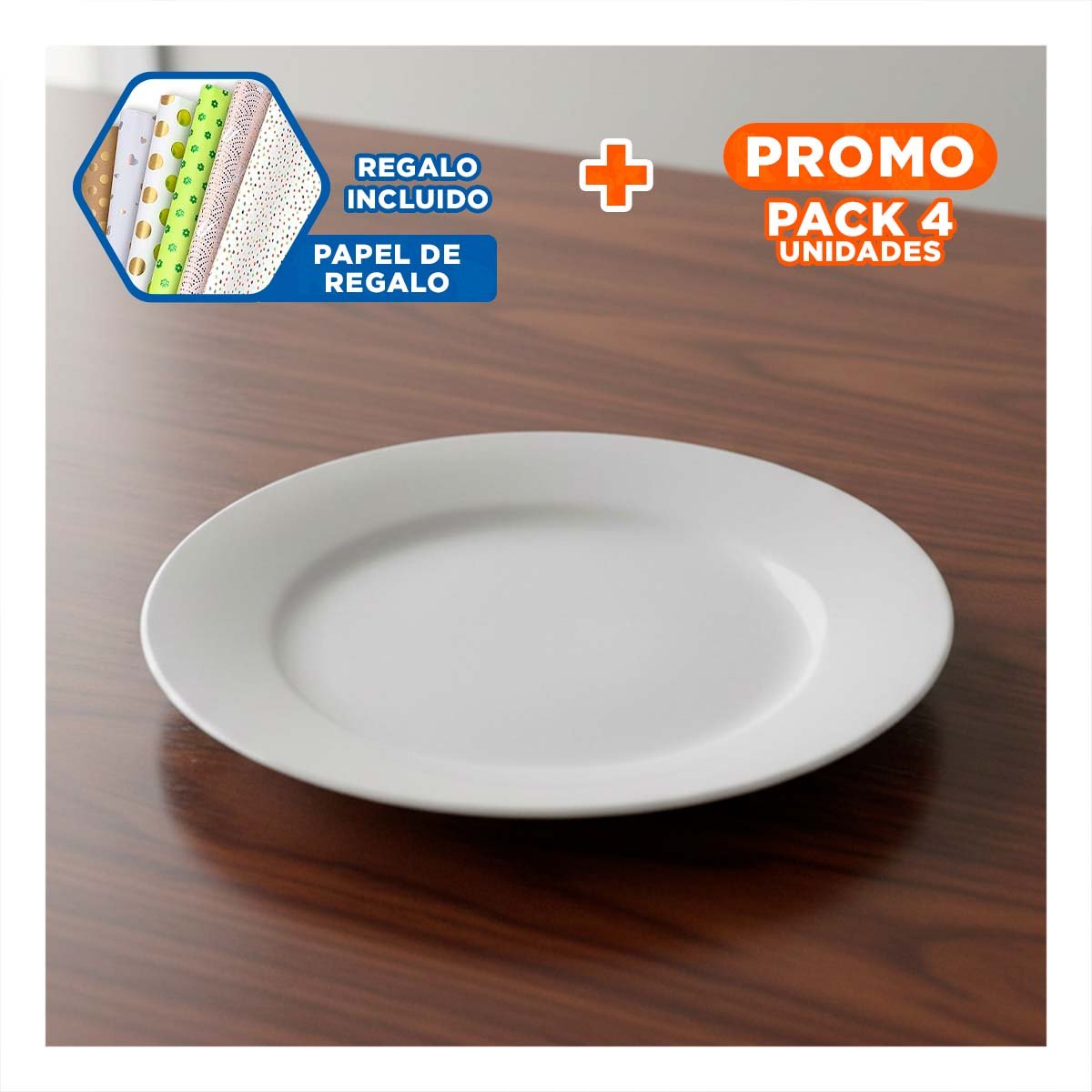 PACK4 ACCESORIO PARA COMEDOR BLANCO CON FORMA REDONDA Y+PAPEL REGALO - 1