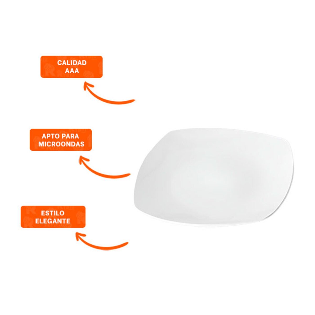 CUADRADO PLATO BLANCO PARA MESA DE HOGAR Y COMEDOR MODERNO - 3