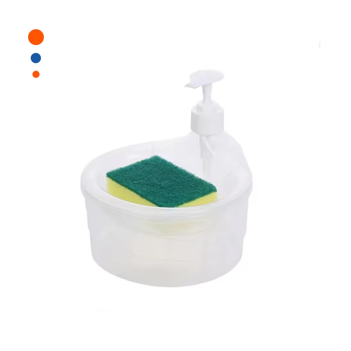 RECIPIENTE PARA JABON LAVAVAJILLA CIRCULAR TRANSPARENTE EN LAVADERO Y+PAPEL REGALO - 1
