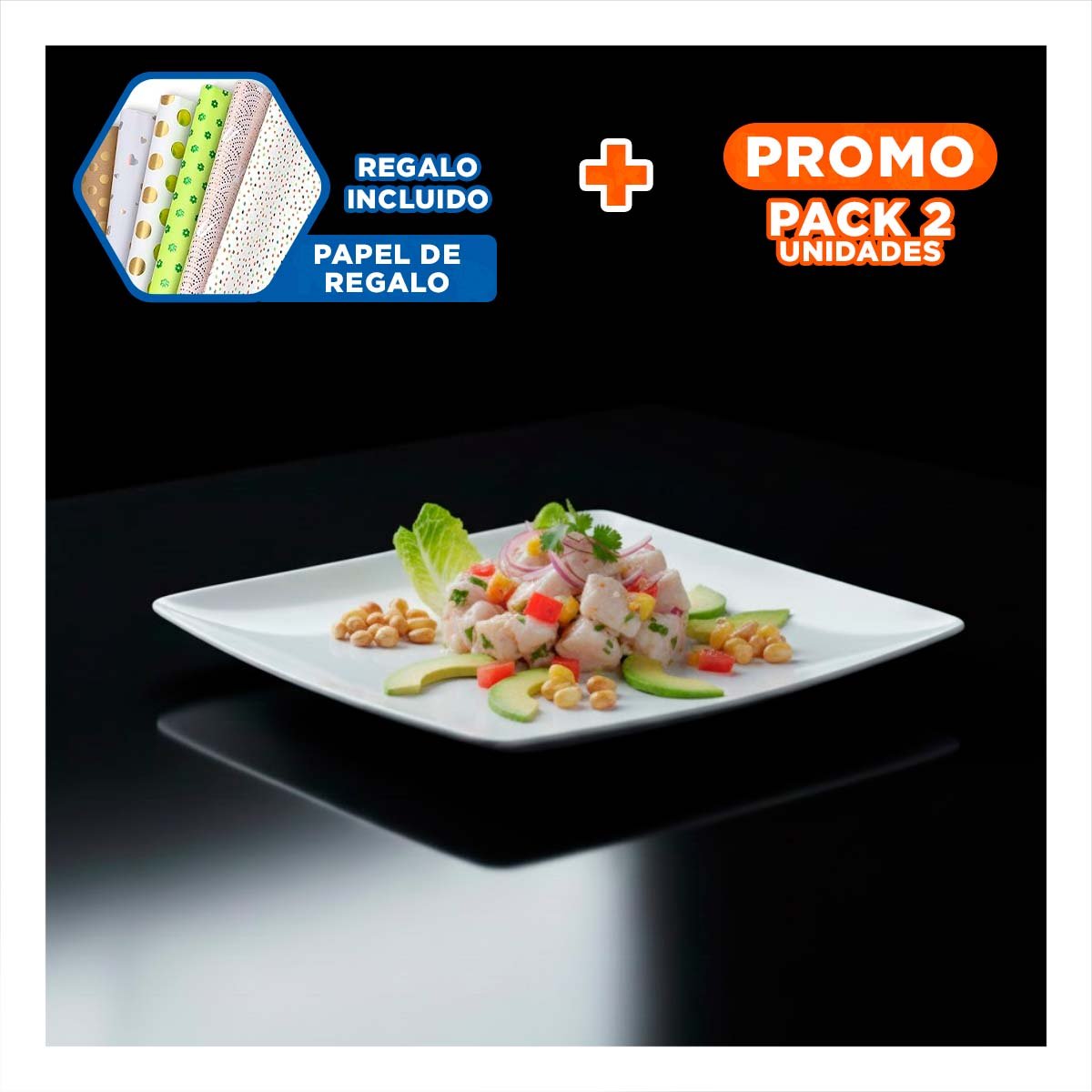 PACK2 BOWL RESISTENTE CUADRADO PARA COMEDOR FAMILIAR EN CASA Y+PAPEL REGALO - 1