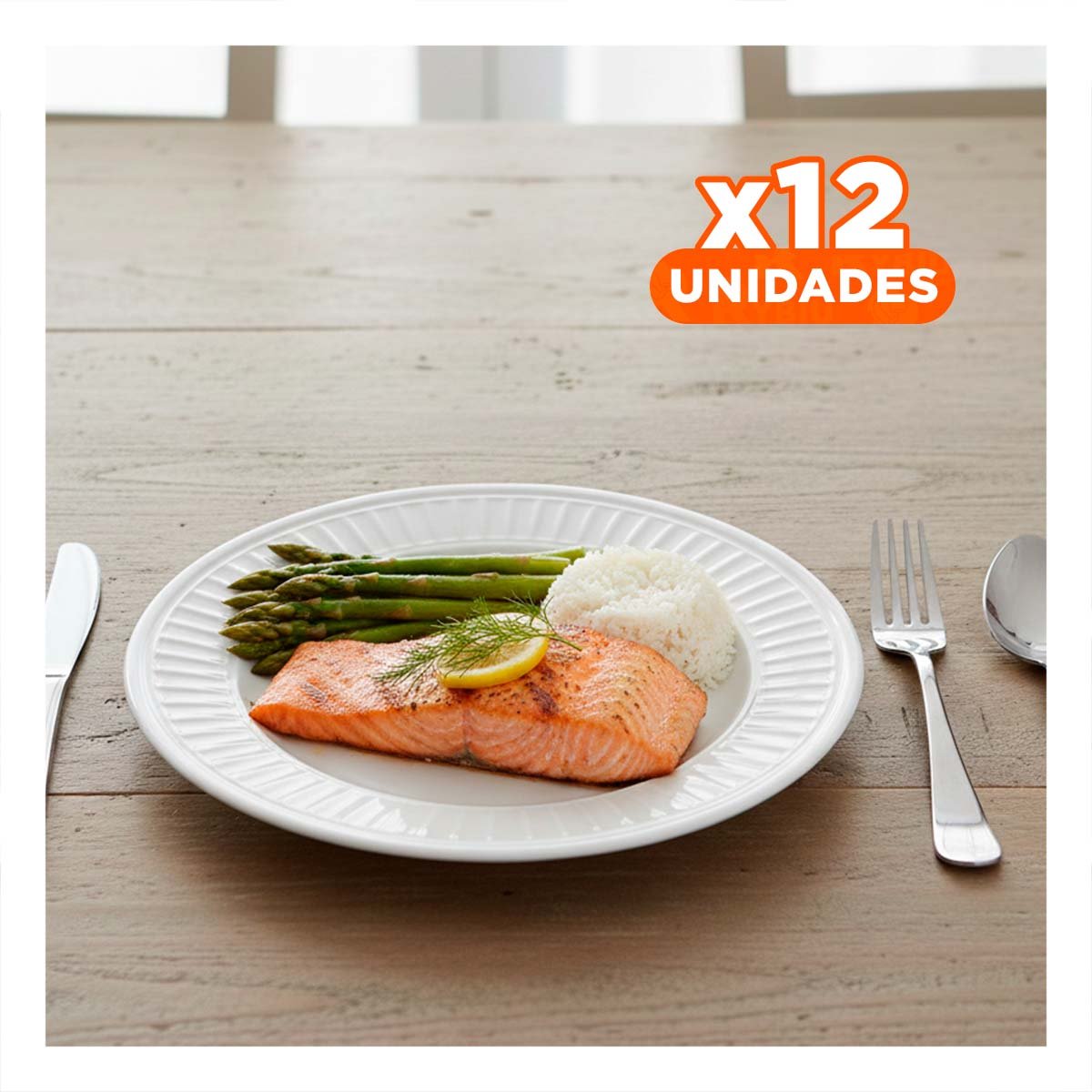 PACK12 COMPLEMENTO PARA COMEDOR BLANCO CON LINEAS VERTICALES - 1