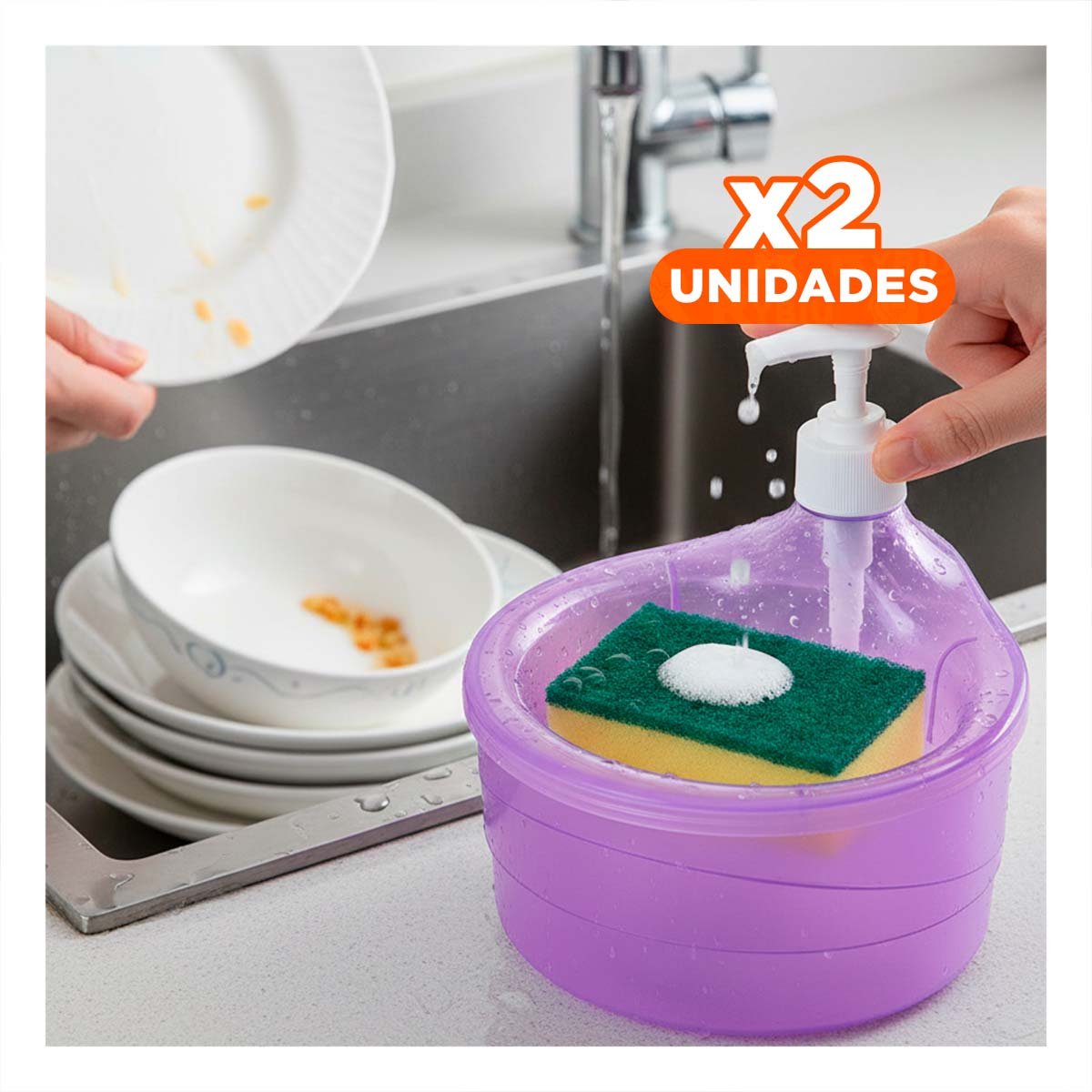 PACK2 ORGANIZADOR DE COCINA PARA JABON LAVAVAJILLA CIRCULAR MORADO Y+REGALO STICKER - 1