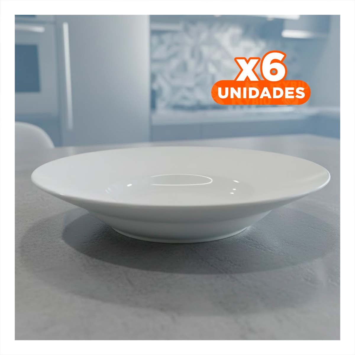 PACK6 MENAJE DE HOGAR CIRCULAR SEMI HONDO BLANCO PARA REUNIONES Y+REGALO STICKER - 1