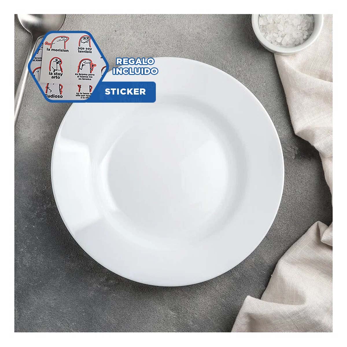 ACCESORIO CIRCULAR SEMI HONDO BLANCO PARA SERVICIO PRACTICO EN MESA Y+REGALO STICKER - 1