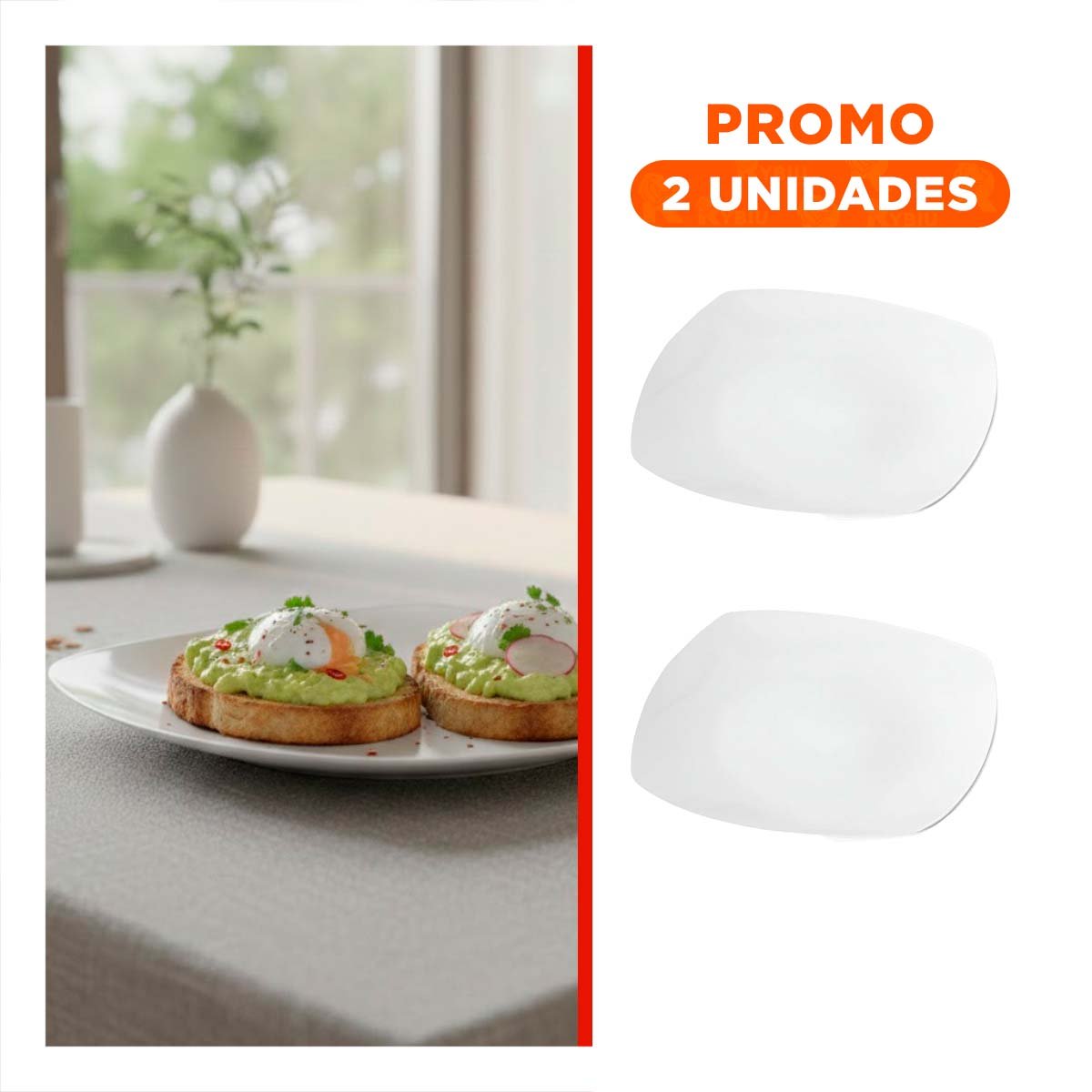 PACK2 PIEZA PARA HOGAR BLANCA CON FORMA CUADRADA - 1