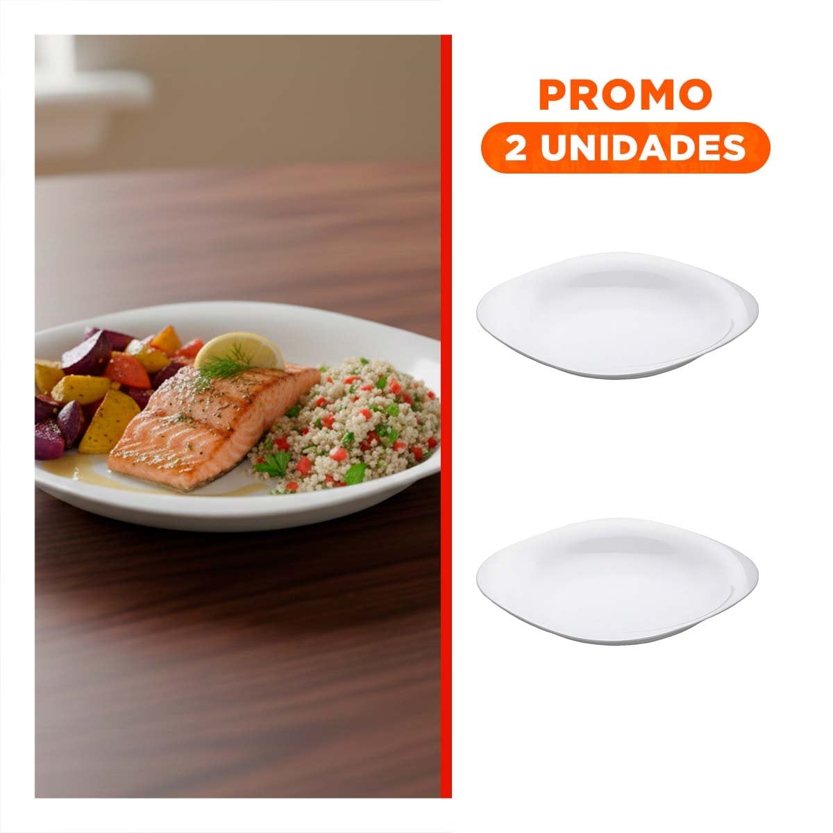 PACK2 COMEDOR FAMILIAR CON PIEZA BLANCA CUADRADA Y ACABADO CURVO - 1