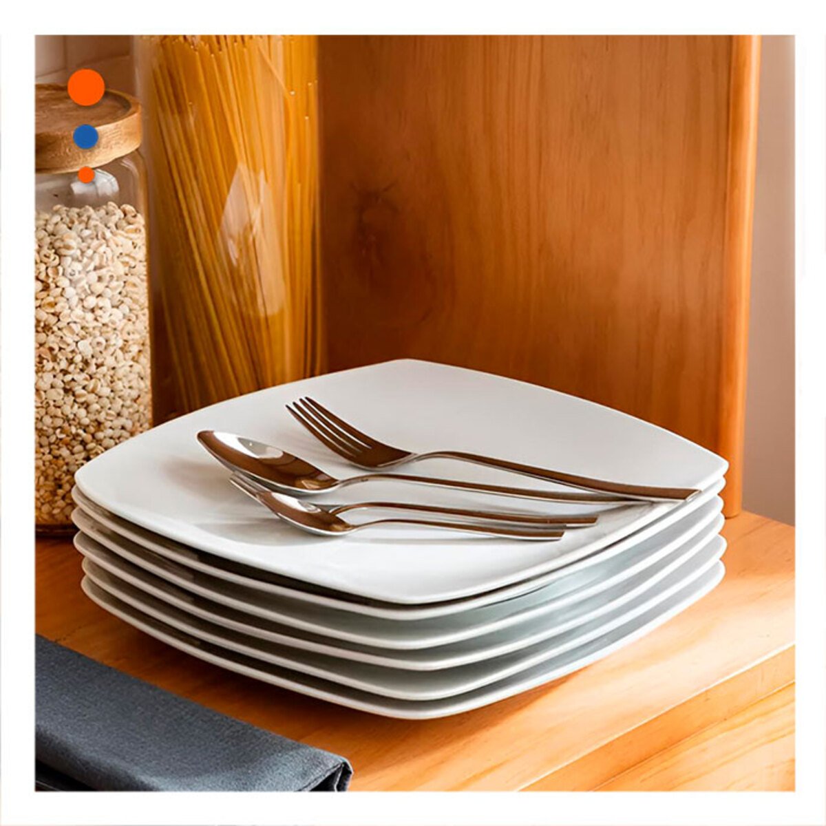MESA MODERNA CON PLATO CUADRADO BLANCO PARA HOGAR Y+REGALO STICKER - 2