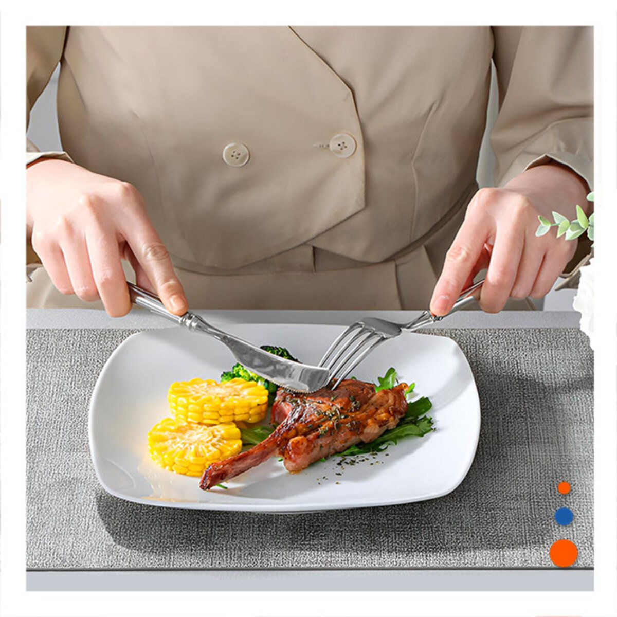 MESA MODERNA CON PLATO CUADRADO BLANCO PARA HOGAR Y+REGALO STICKER - 5