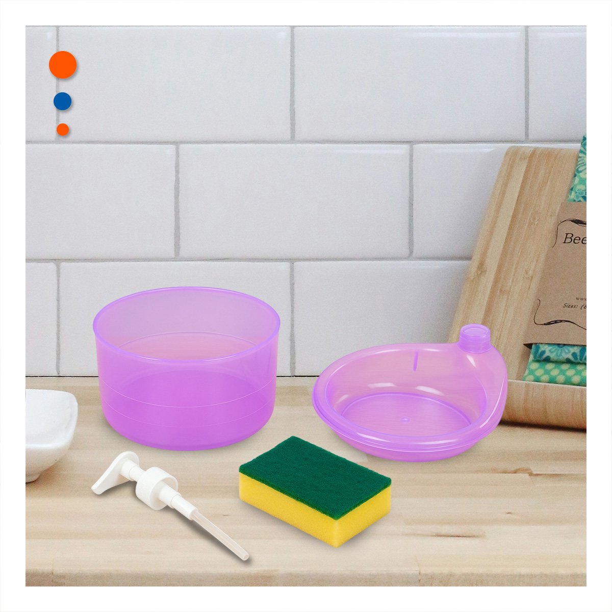 PACK12 RECIPIENTE COMPACTO PARA JABON LAVAVAJILLA CIRCULAR MORADO - 3