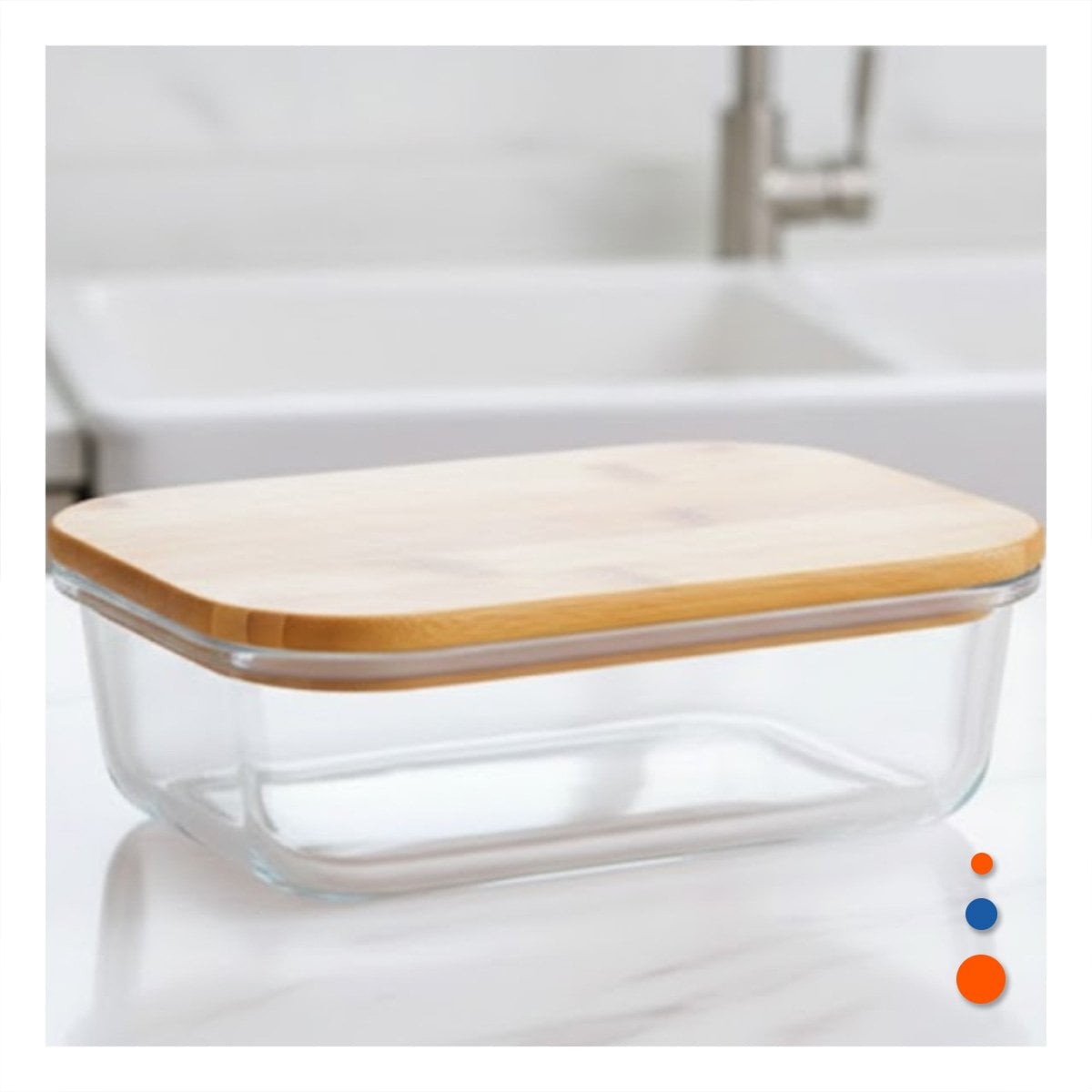 PACK6 CAJA 640ML RECTANGULAR TRANSPARENTE CON TAPA DE BAMBU PARA ORGANIZAR Y+PAPEL REGALO - 5