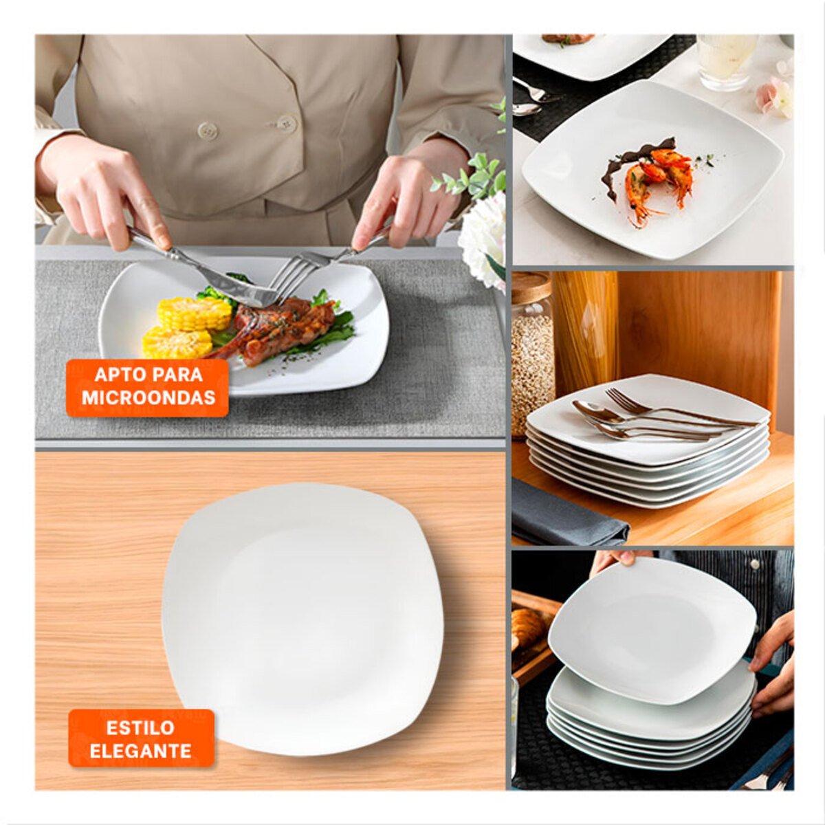 PACK4 ACCESORIO PARA HOGAR BLANCO CON FORMA CUADRADA Y+REGALO STICKER - 2