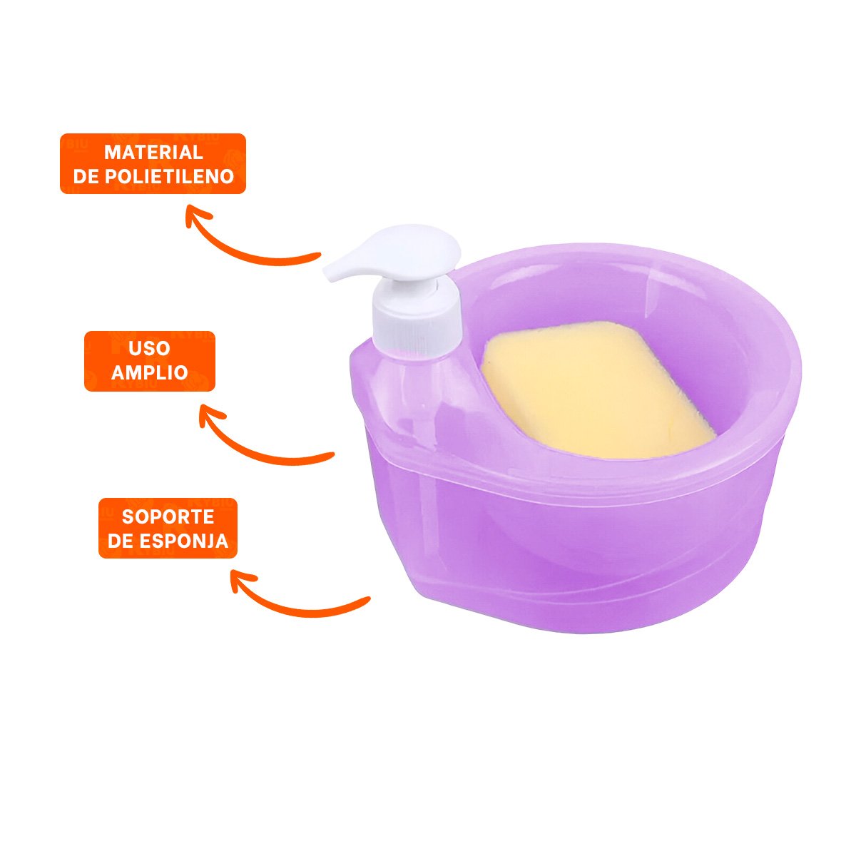 ACCESORIO DE COCINA PARA JABON LAVAVAJILLA CIRCULAR MORADO - 3
