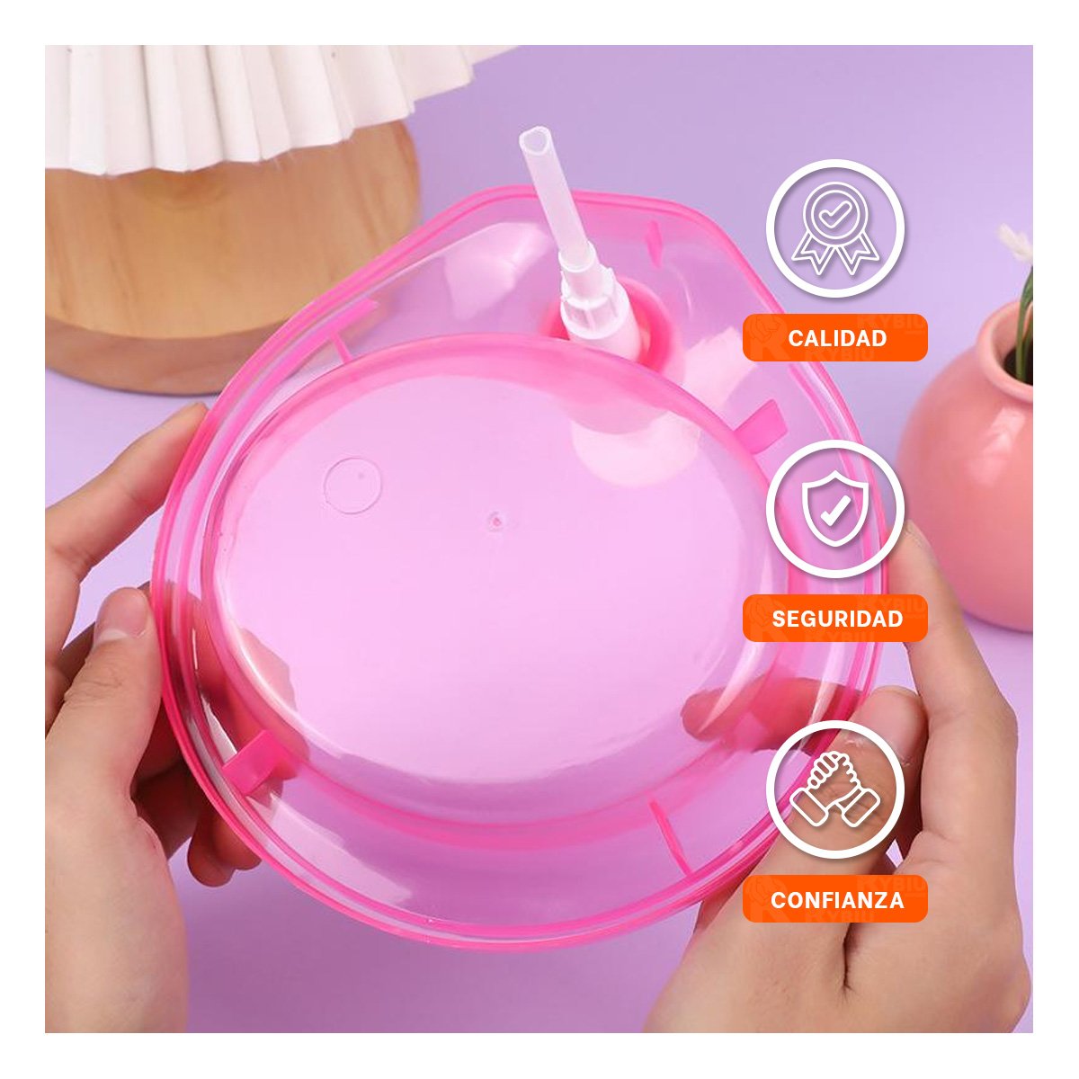 RECIPIENTE PARA JABON LAVAVAJILLA CIRCULAR ROSADO PARA LAVADO DIARIO Y+PAPEL REGALO - 3
