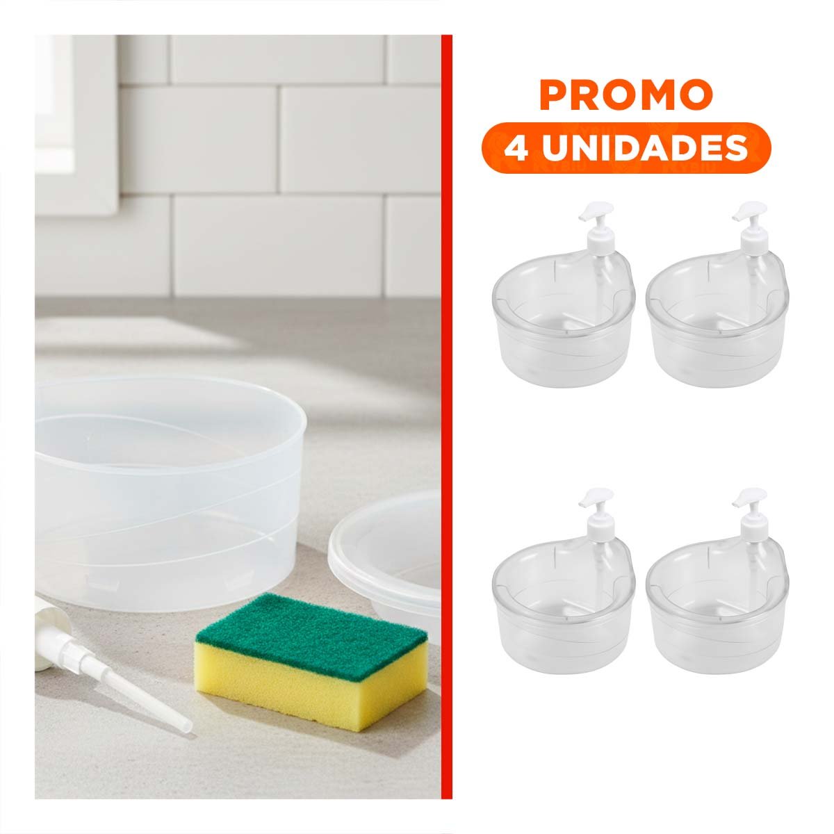 PACK4 COMPLEMENTO FUNCIONAL PARA JABON LAVAVAJILLA CIRCULAR TRANSPARENTE Y+REGALO STICKER - 1