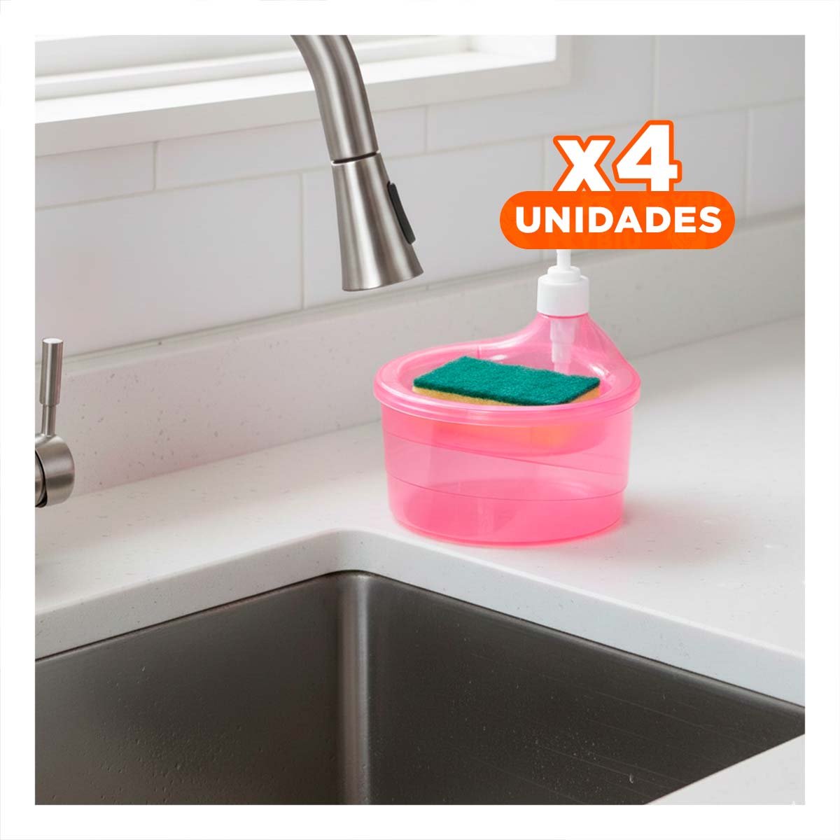 PACK4 EQUIPO COMPACTO PARA JABON LAVAVAJILLA CIRCULAR ROSADO - 1