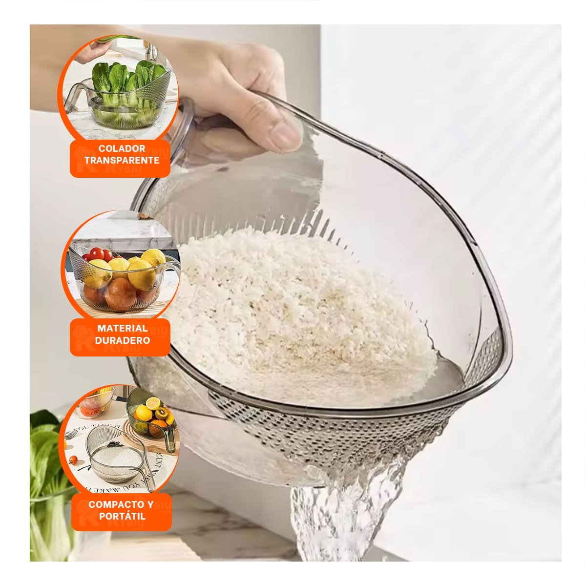 COLADOR MANUAL CON MANGO FIRME PARA PREPARACION EN CASA Y+LIGAS REGALO - 2