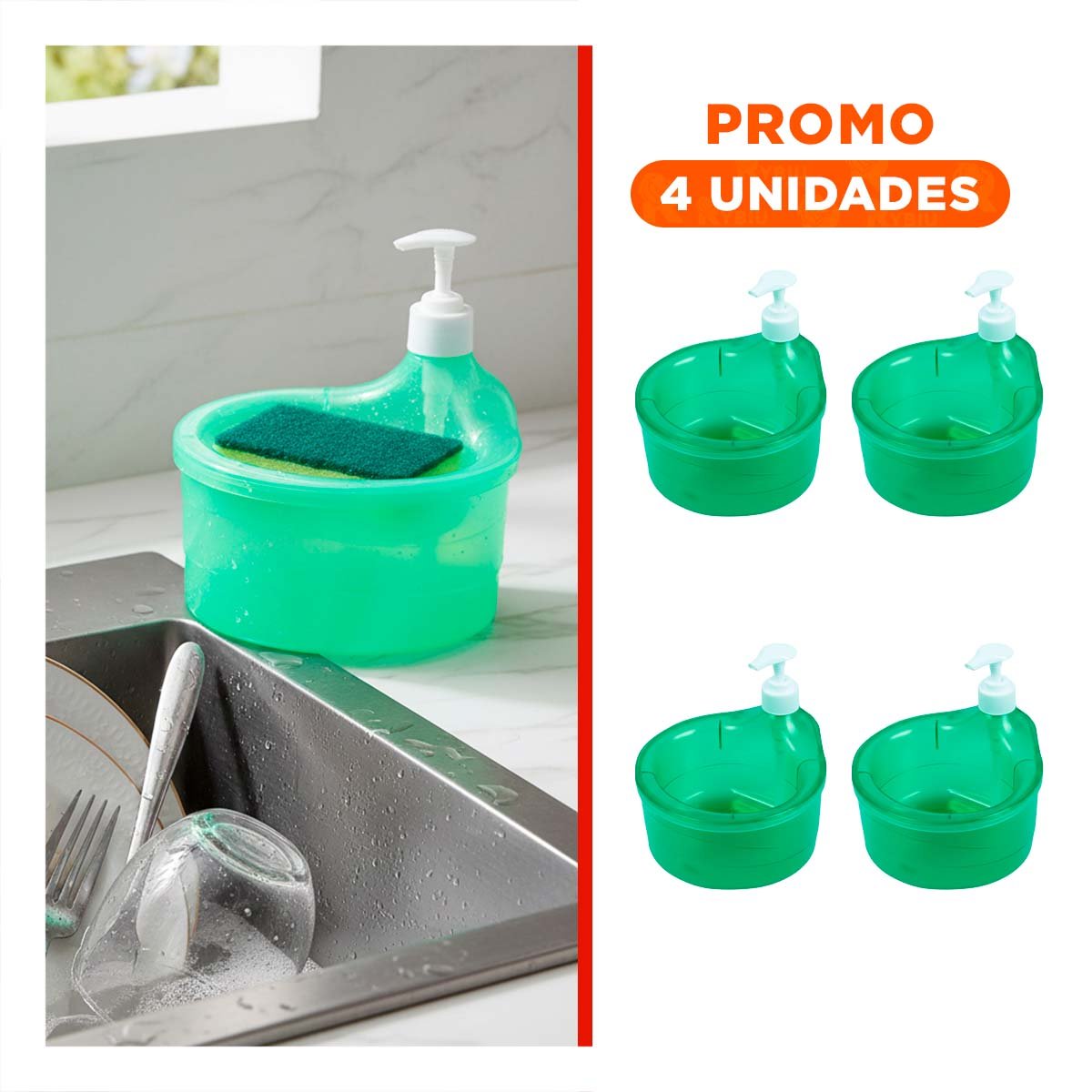 PACK4 COMPLEMENTO FUNCIONAL PARA JABON LAVAVAJILLA CIRCULAR VERDE LIMON Y+REGALO STICKER - 1