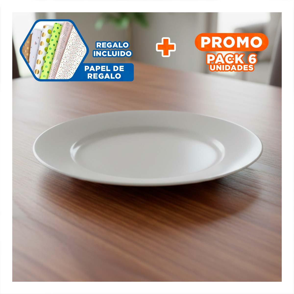 PACK6 COCINA MODERNA CON ACCESORIO BLANCO REDONDO Y+PAPEL REGALO - 1
