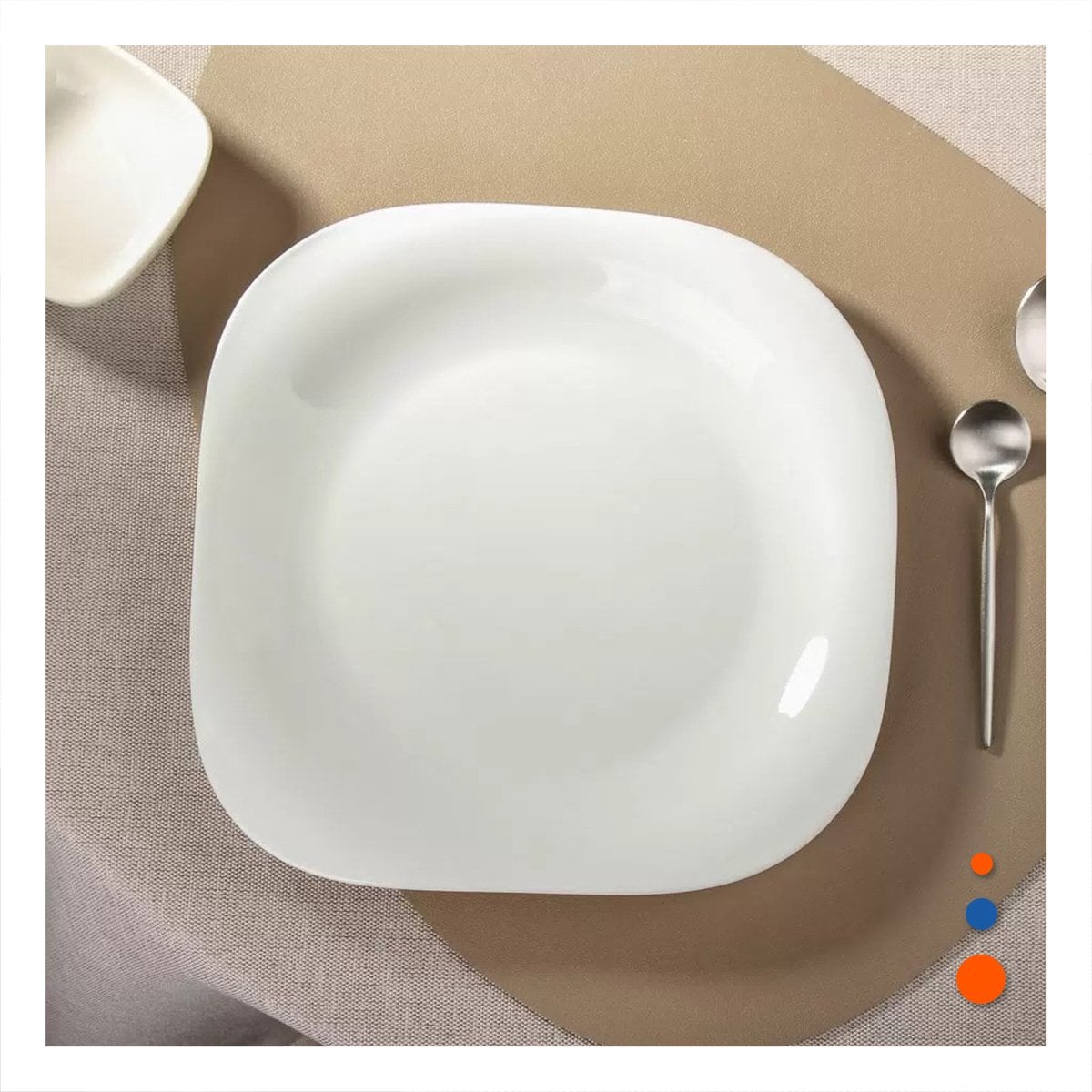 COMEDOR FAMILIAR CON PLATO BLANCO CUADRADO Y ACABADO CURVO Y+LIGAS REGALO - 1