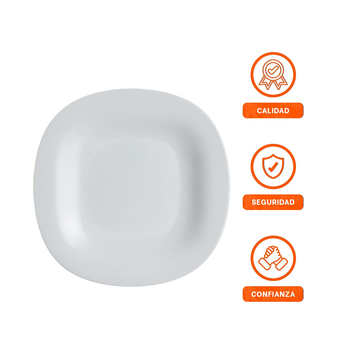 PACK6 BLANCO COMPLEMENTO CUADRADO CON BORDE CURVO PARA MESA Y+REGALO STICKER - 2