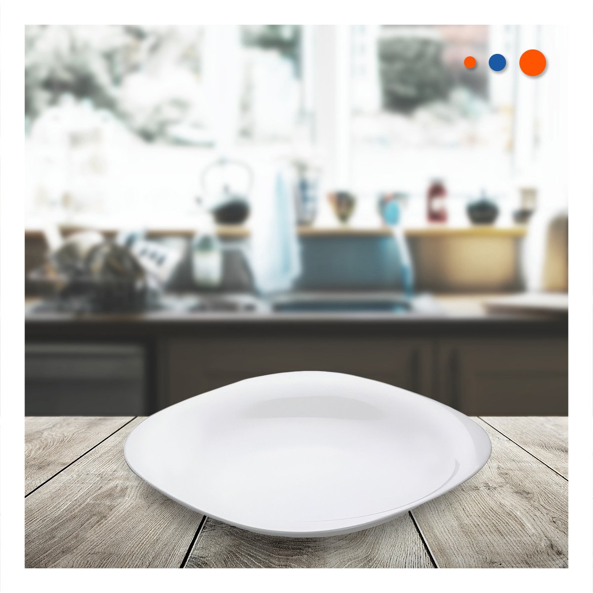 BLANCO PLATO CUADRADO CON BORDE CURVO PARA MESA DE COMEDOR - 2