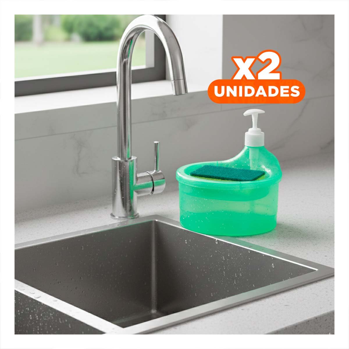 PACK2 ORGANIZADOR DE COCINA PARA JABON LAVAVAJILLA CIRCULAR VERDE LIMON Y+REGALO STICKER - 1