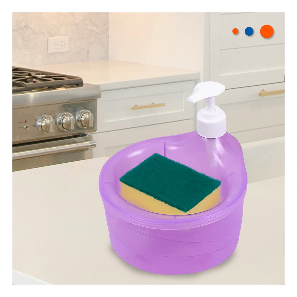 PACK6 ACCESORIO RECARGABLE PARA JABON LAVAVAJILLA CIRCULAR MORADO Y+REGALO STICKER - 5