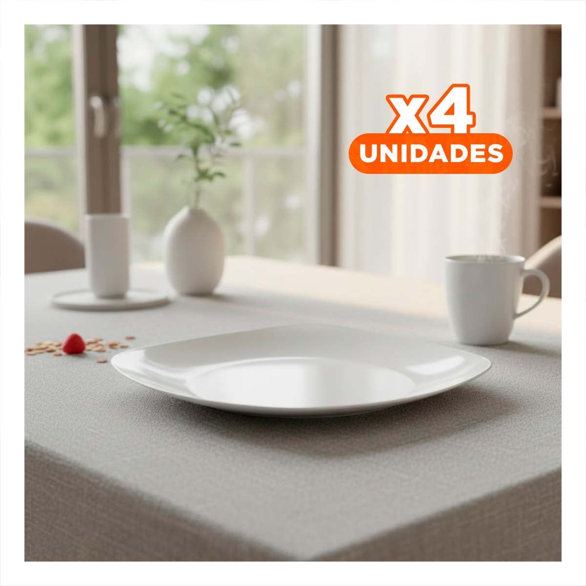 PACK4 ACCESORIO CUADRADO BLANCO PARA MESA Y COCINA - 1