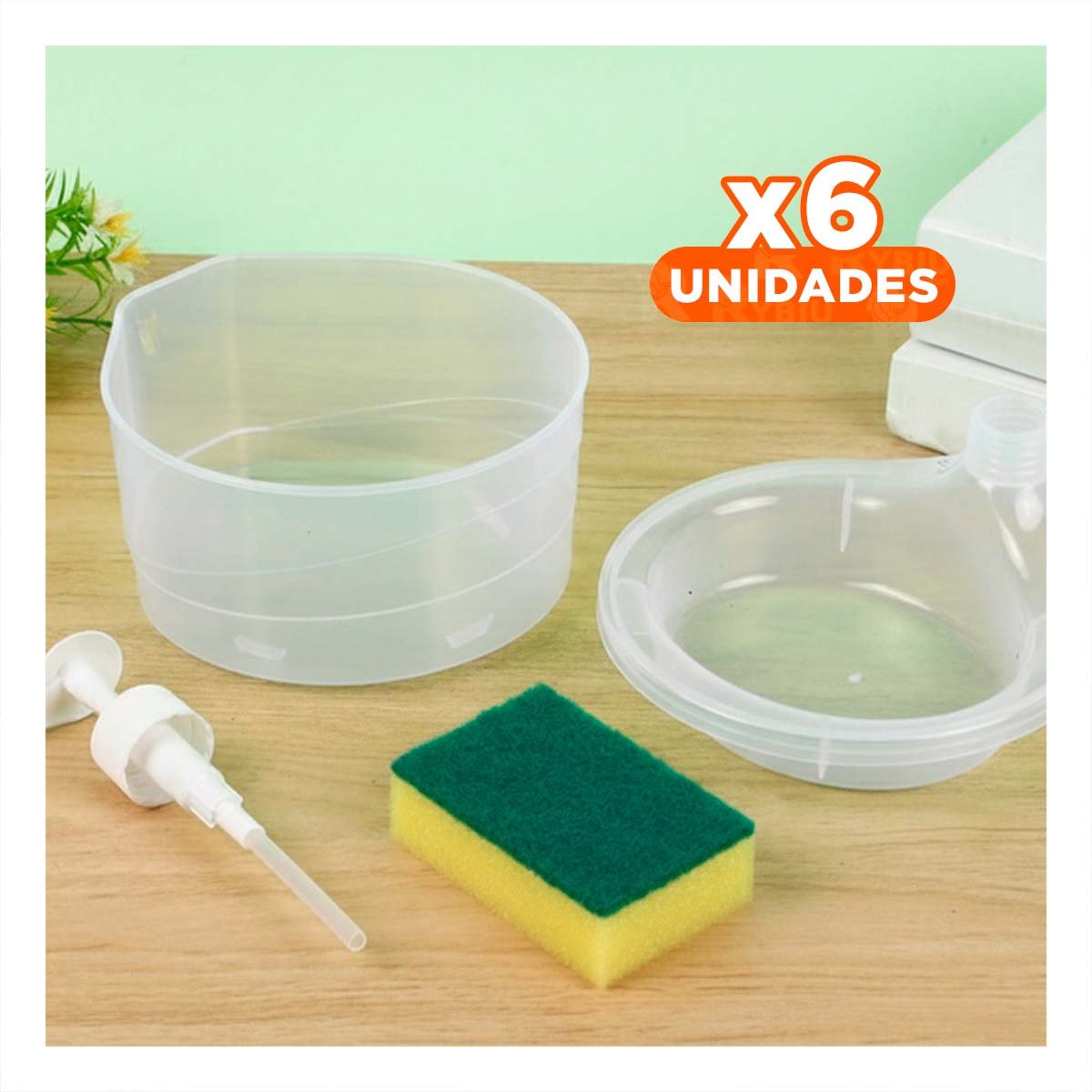 PACK6 ACCESORIO RECARGABLE PARA JABON LAVAVAJILLA TRANSPARENTE Y+REGALO STICKER - 1