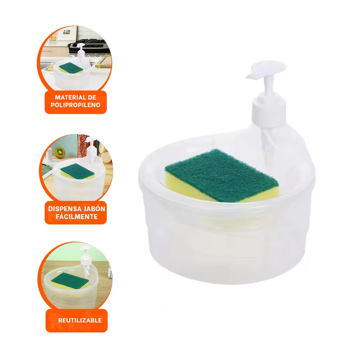 PACK6 ACCESORIO RECARGABLE PARA JABON LAVAVAJILLA TRANSPARENTE Y+REGALO STICKER - 2