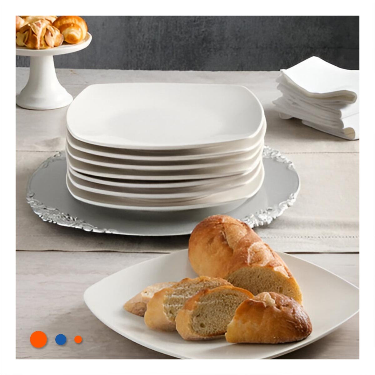 PIEZA CUADRADA OVALADA PARA SERVIR ALIMENTOS EN COMEDOR Y+PAPEL REGALO - 3
