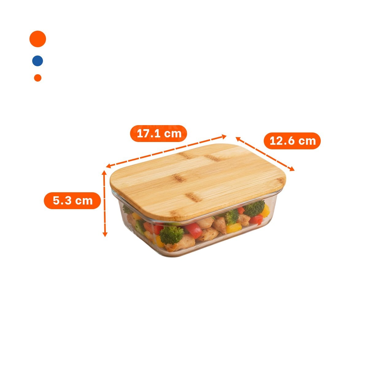 ENVASE 640ML RECTANGULAR TRANSPARENTE CON TAPA DE BAMBU PARA ORGANIZAR Y+REGALO STICKER - 4